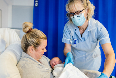 New mum and baby being cared for in hospital - photo credit Mid Yorkshire Hospitals NHS Trust