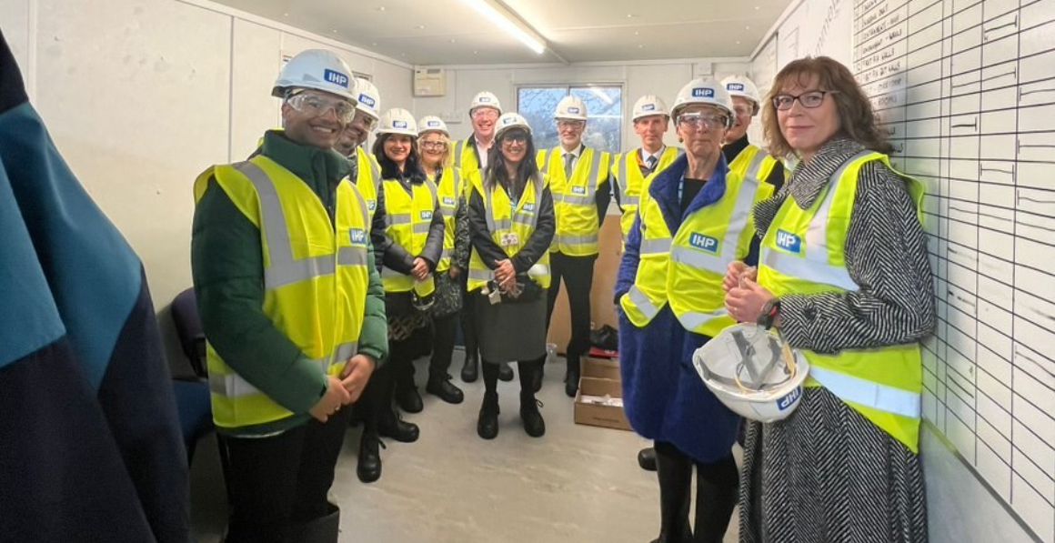 ICB Board members in protective safety equipment at the new CHFT Accident and Emergency building site