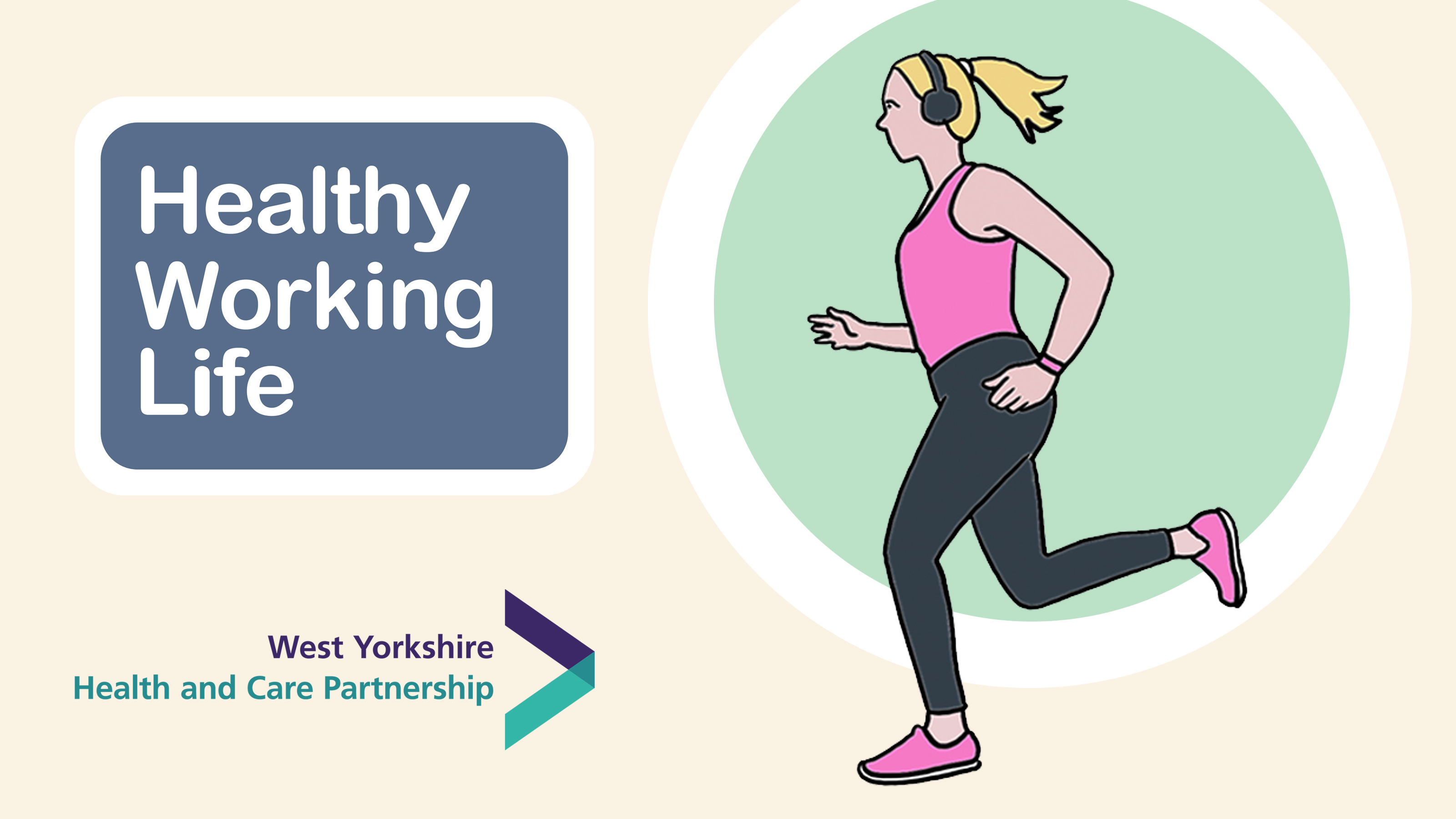 Healthy Working Life graphic of a woman  jogging