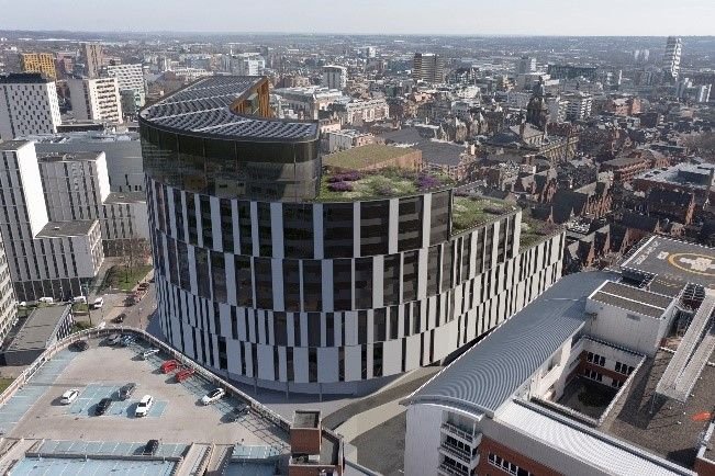 Leeds hospital design concept and the Leeds skyline