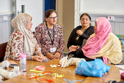 women talking and listening