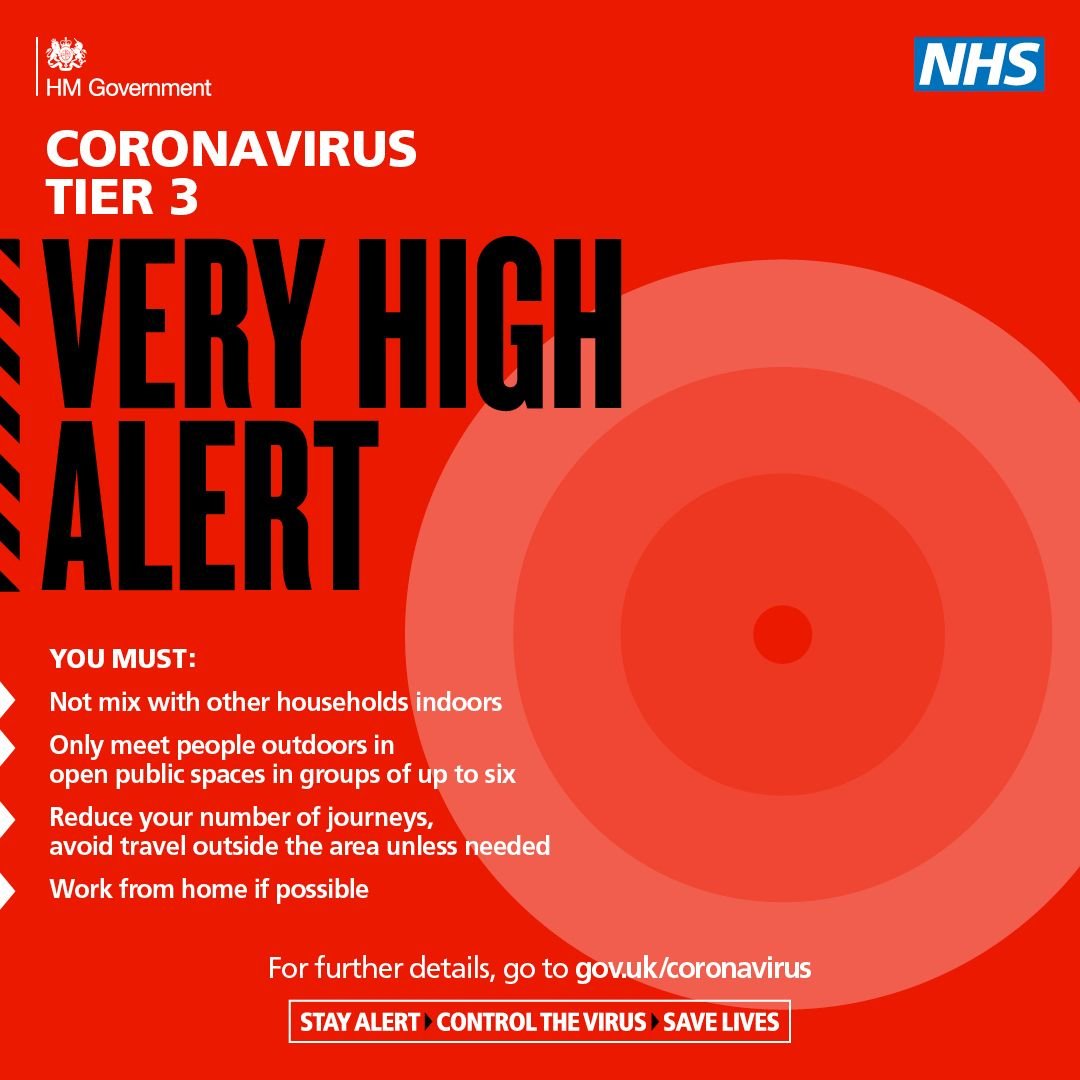 Coronavirus Tier 3, Very High Alert warning