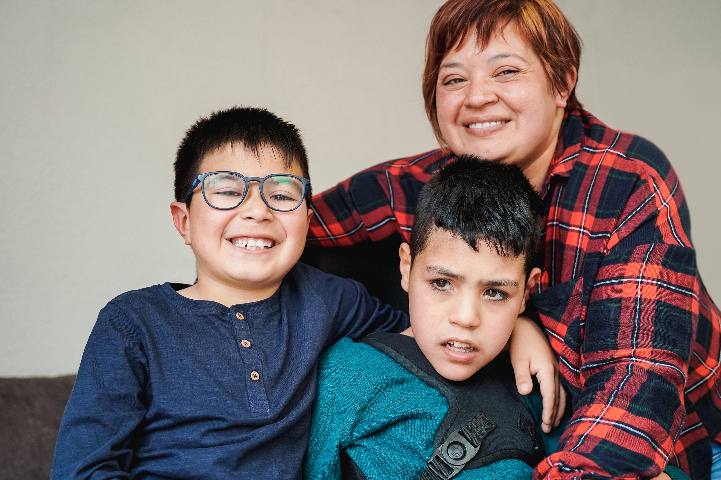 A woman with two children