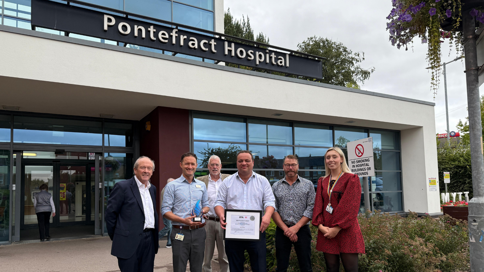Image of people smiling outside Pontefract hospital