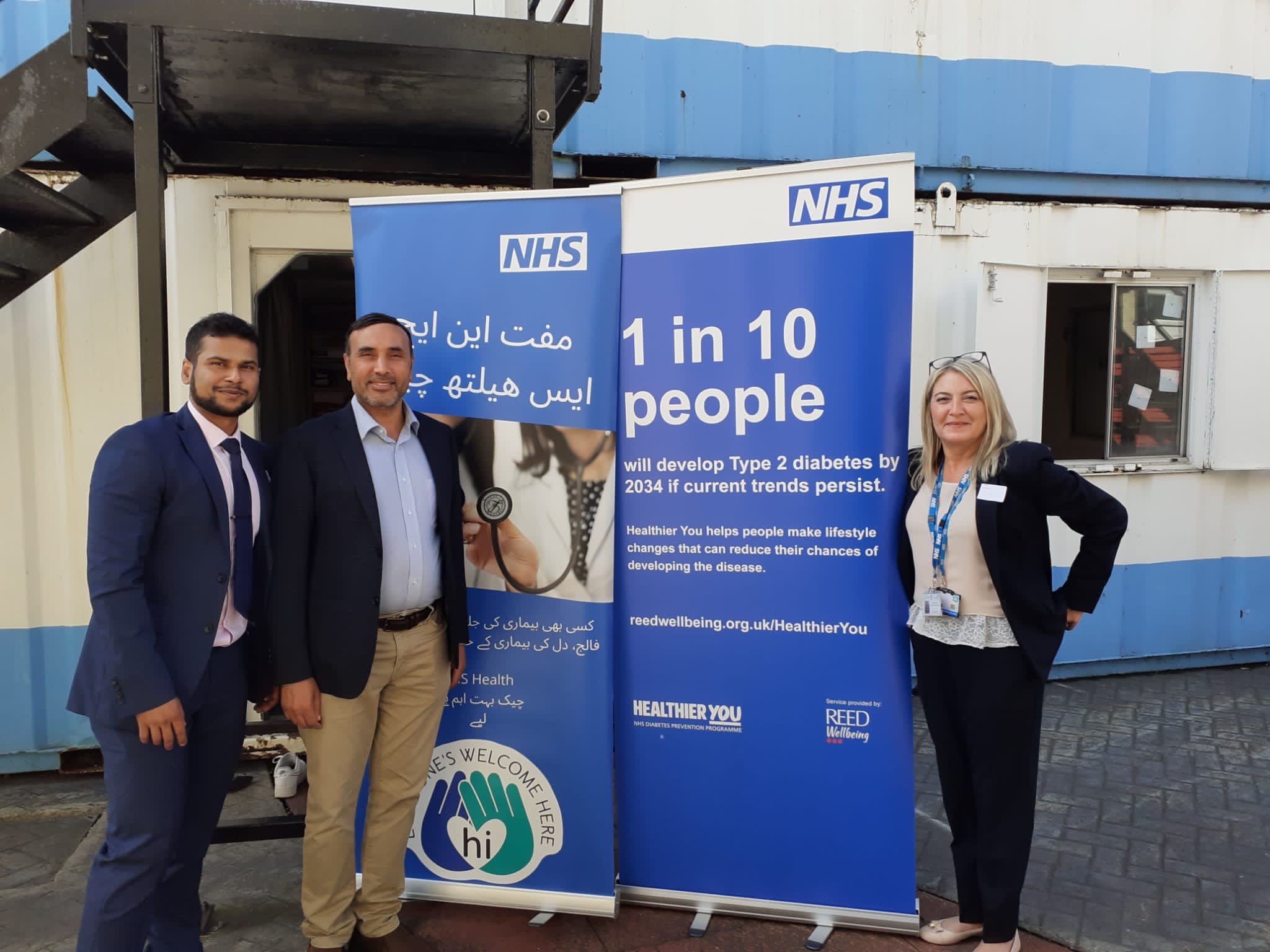 Left to right: Numan Ahmed, Reed Wellbeing. Dr Ansar Hayat, Clinical Co-Director of Trinity Health Group PCN and GP Practice Partner at Maybush Medical Centre. Adele Brearton, Diabetes Project Manager.