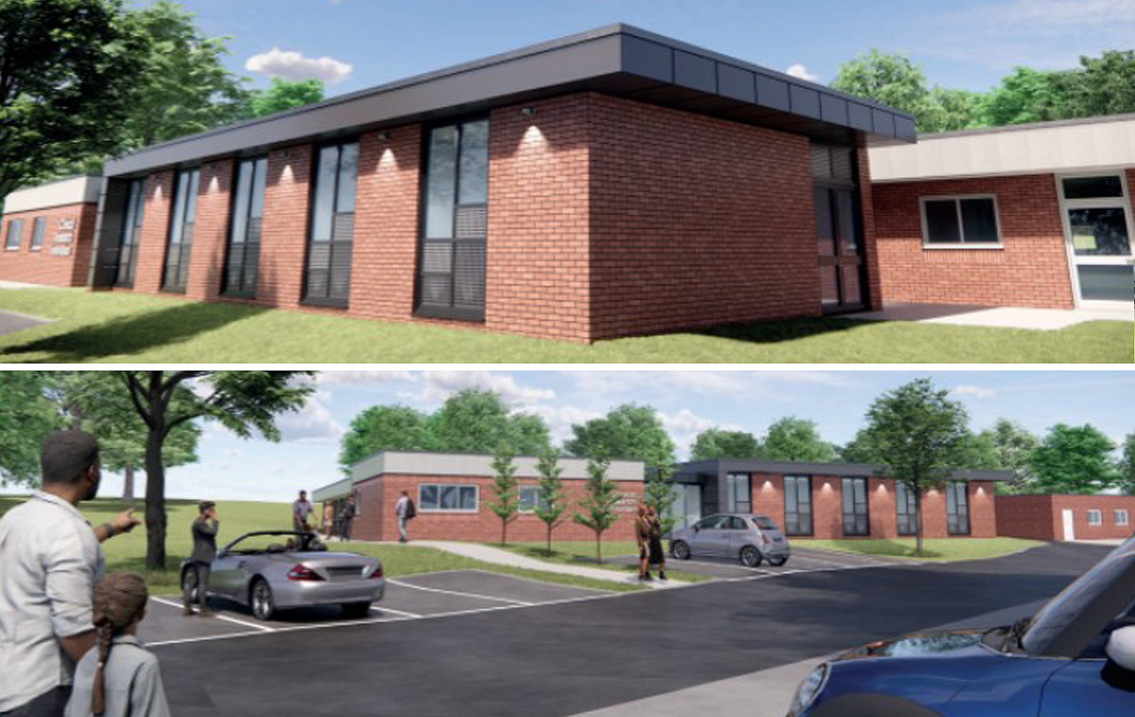 Artist's plan of the propoesed new modular clinical research facility at Pinderfields Hospital