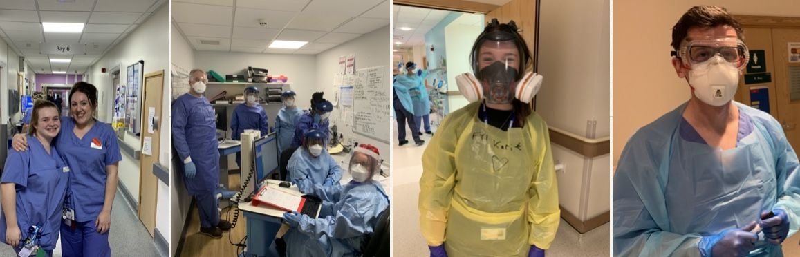 John Wright and NHS colleagues wearing personal protective equipment