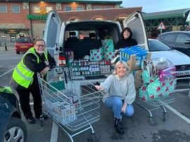 Nova Wakefield District colleagues with foodbank donation supplied