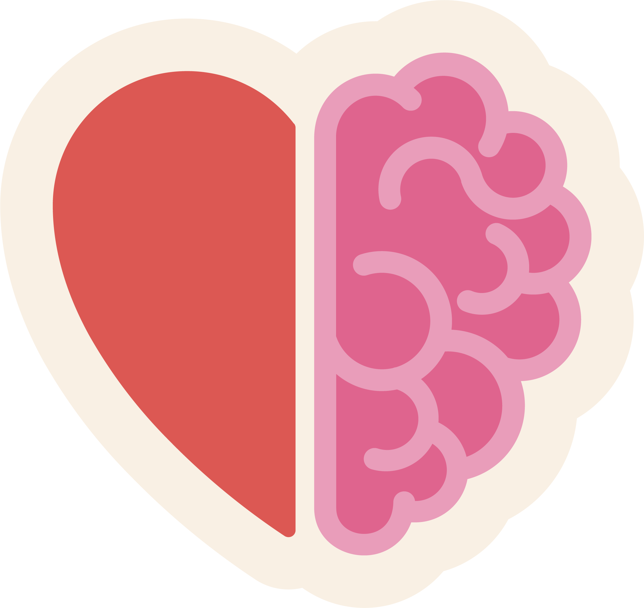 Half heart, half brain icon