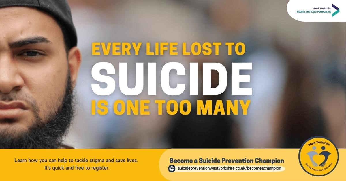 Every life lost to suicide is one too many - become a suicide prevention champion