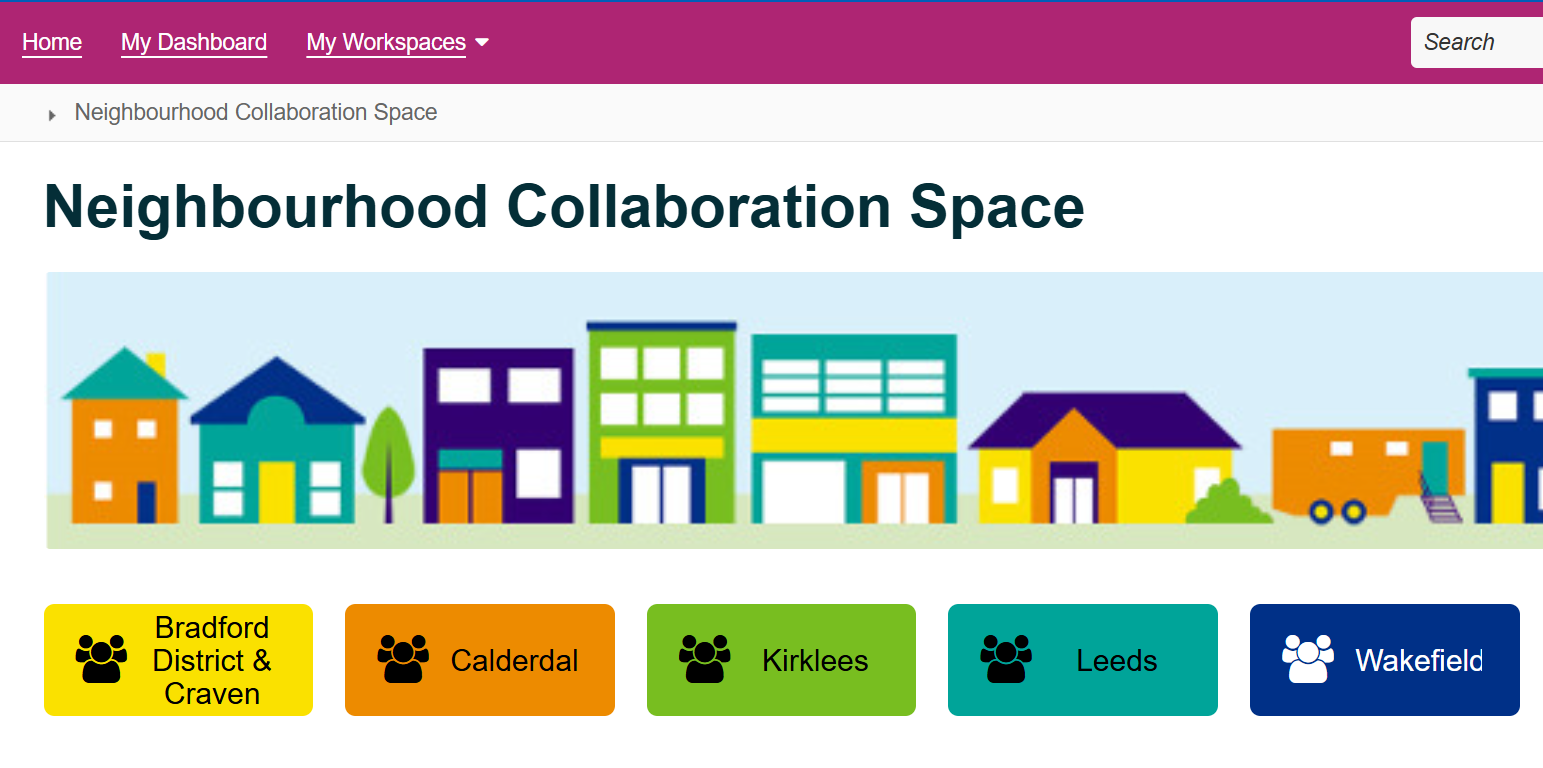 Neighbourhood Health Futures collaboration space screenshot