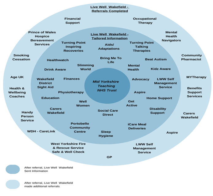 Live Well Wakefield services chart (decorative)