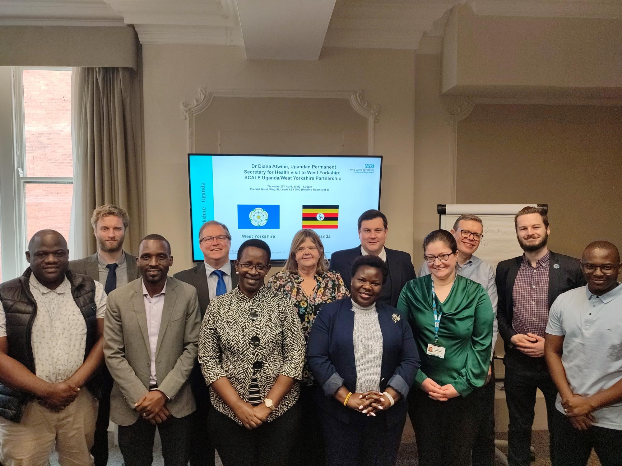 West Yorkshire Health and Care Partnership (WY HCP) welcomed visitors from Uganda.  Visitors included Dr Diana Atwin, the Permanent Secretary of Health for Uganda, as well as Dr Henry Muwonge, Country Lead, Uganda UK Health Alliance and Miriam Otengo, from the Ugandan High Commission and Dr Soloman Kamurari, Head of Programmes, Uganda UK Health Alliance.