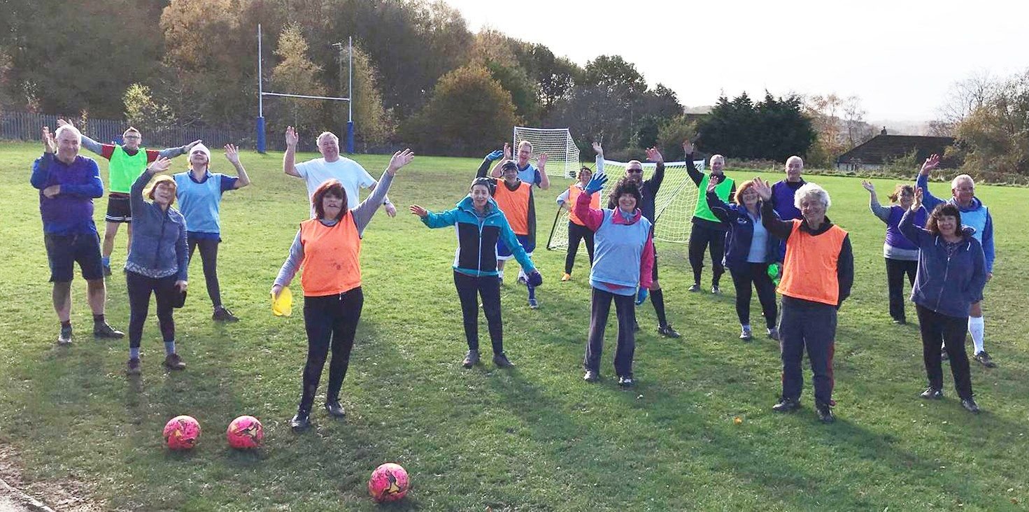 Football fitness session for older people