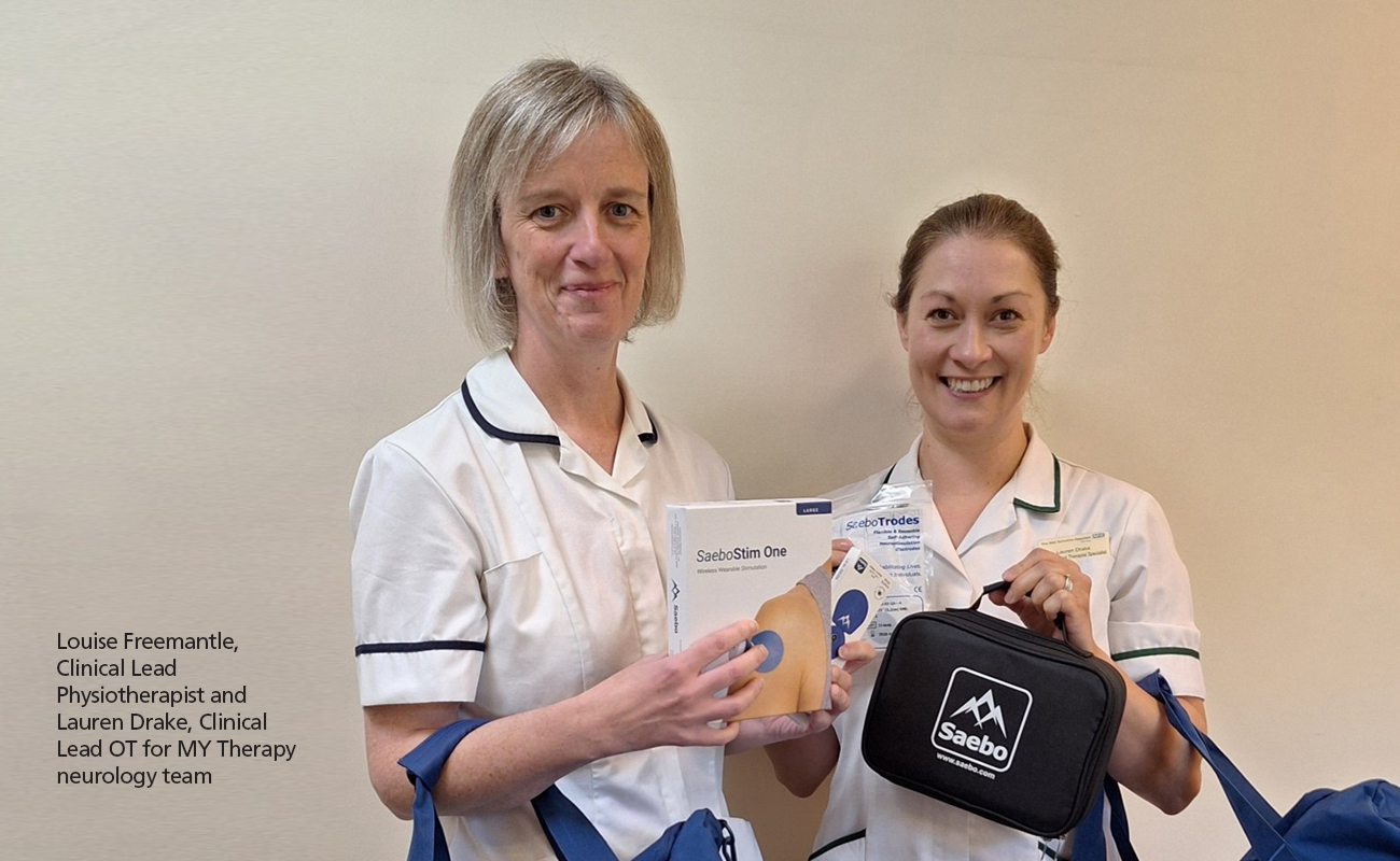Louise Freemantle and Lauren Drake with the stroke therapy kit