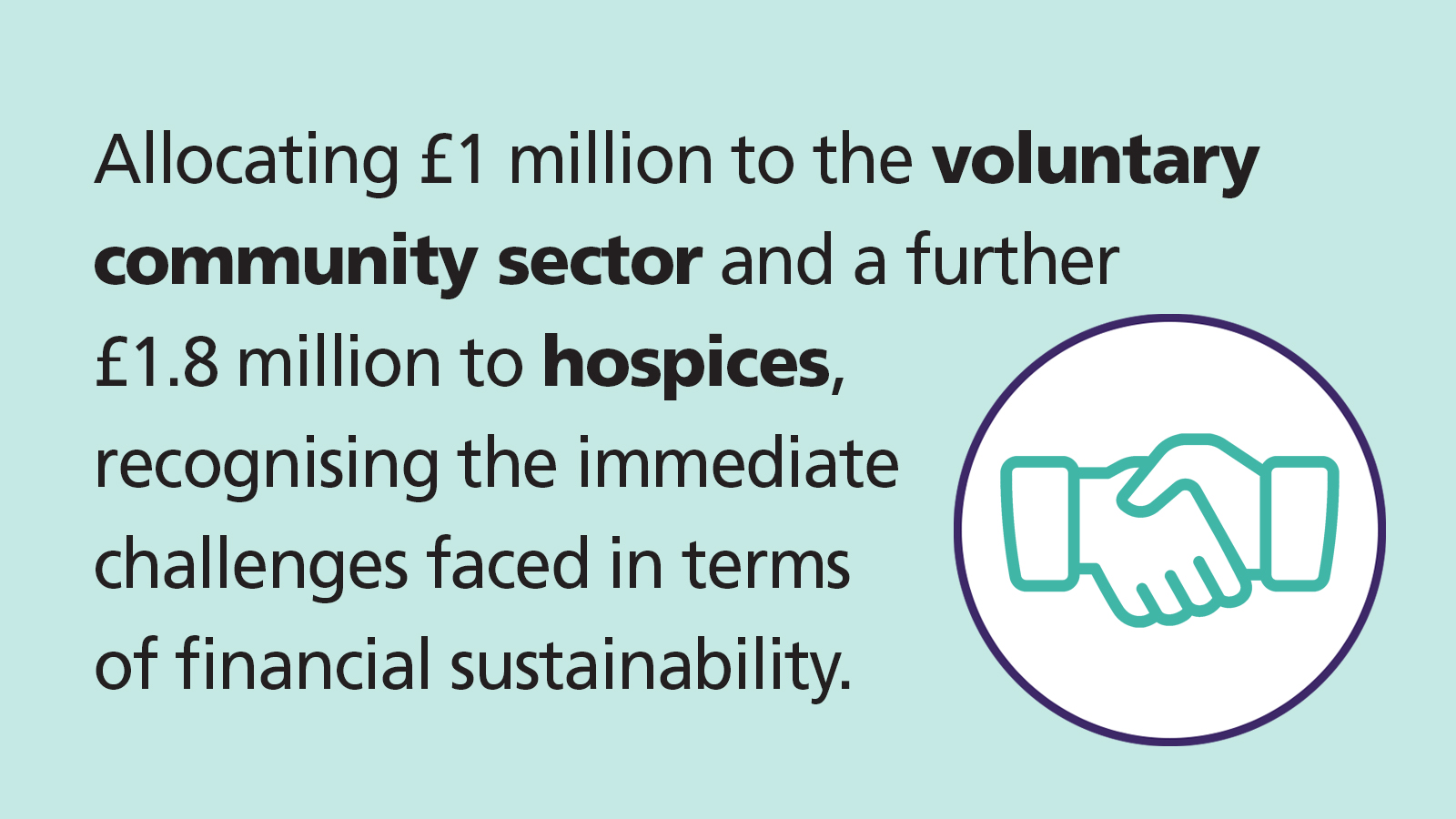 At the end of March 2023, the ICB allocated £1million to the VCSE, and a further £1.8 million to our Hospices (also part of the VCSE) recognising the immediate challenges faced in terms of sector sustainability.