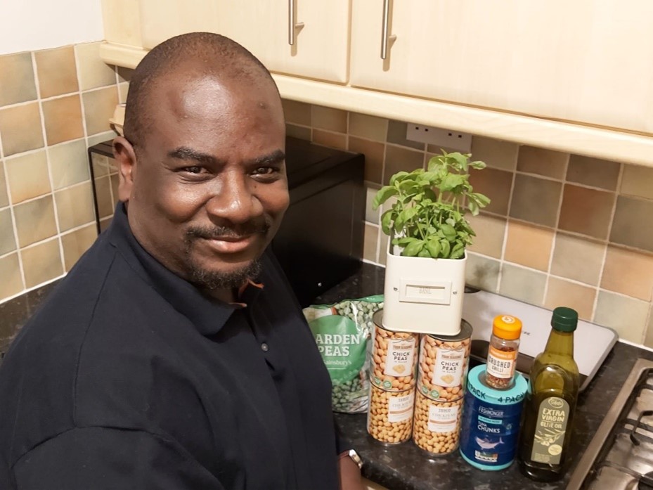 John Ebo in his kitchen