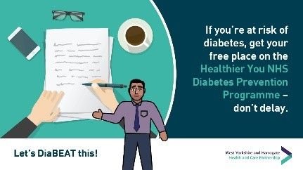 lets DiaBEAT this - if you're at risk of diabtetes, get your free place on the Healthier You NHS Diabetes Prevention Programme