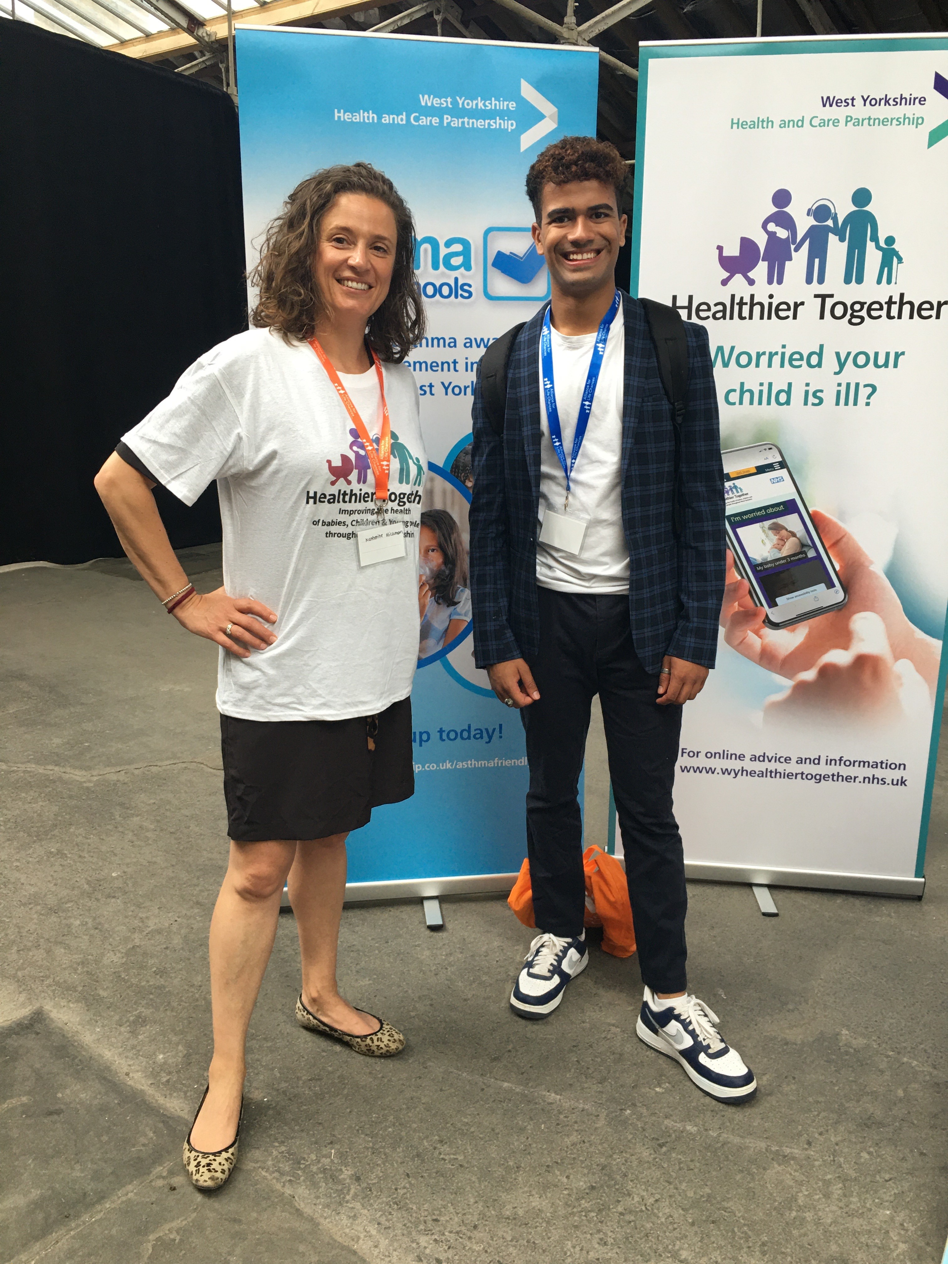 Dr Katherine Hickman and Haris Sultan at their ASTHMA friendly schools and Healthier Together event stands