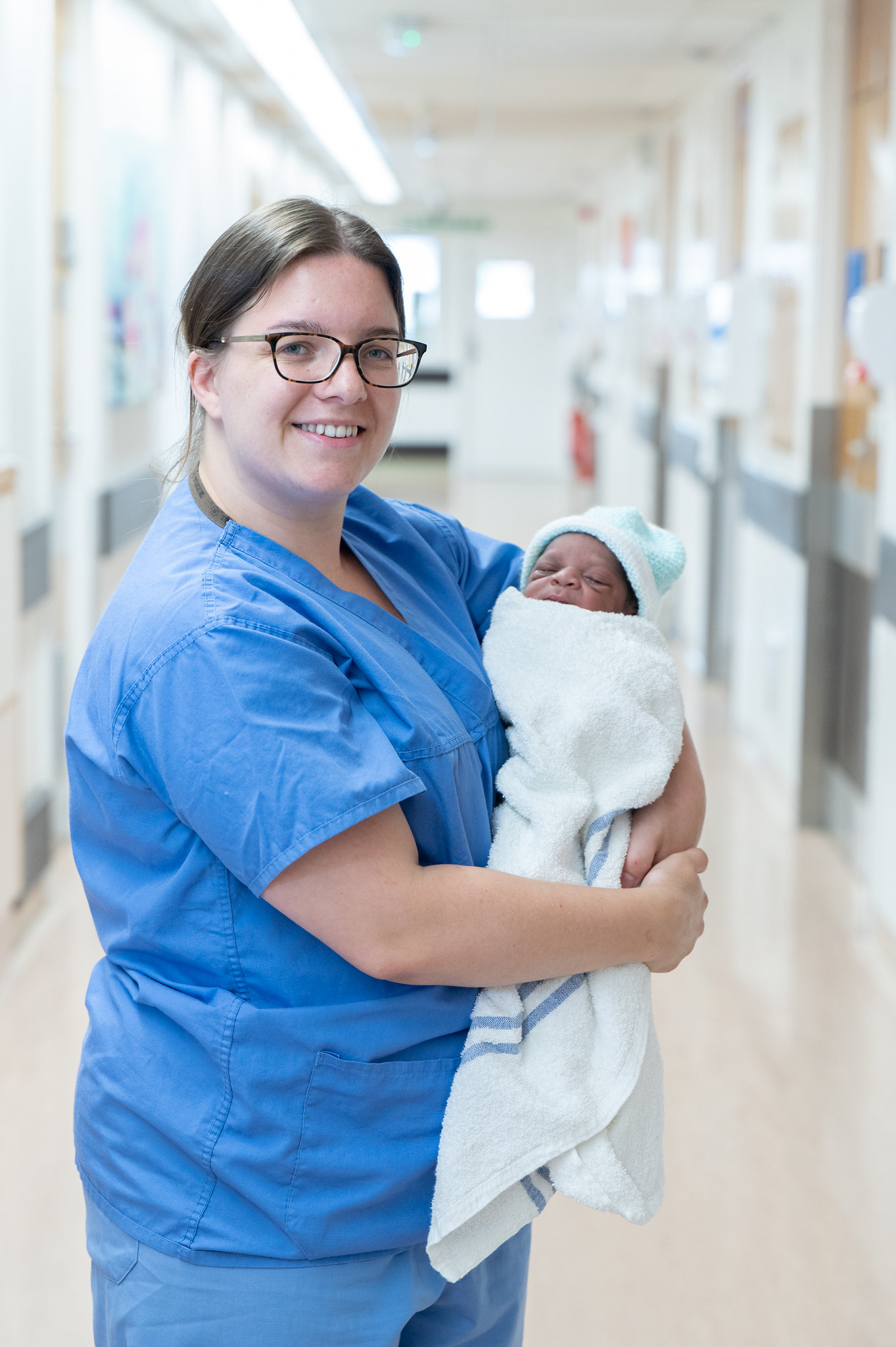 Maternity Support Worker with newborn baby at St Jamess Hospital