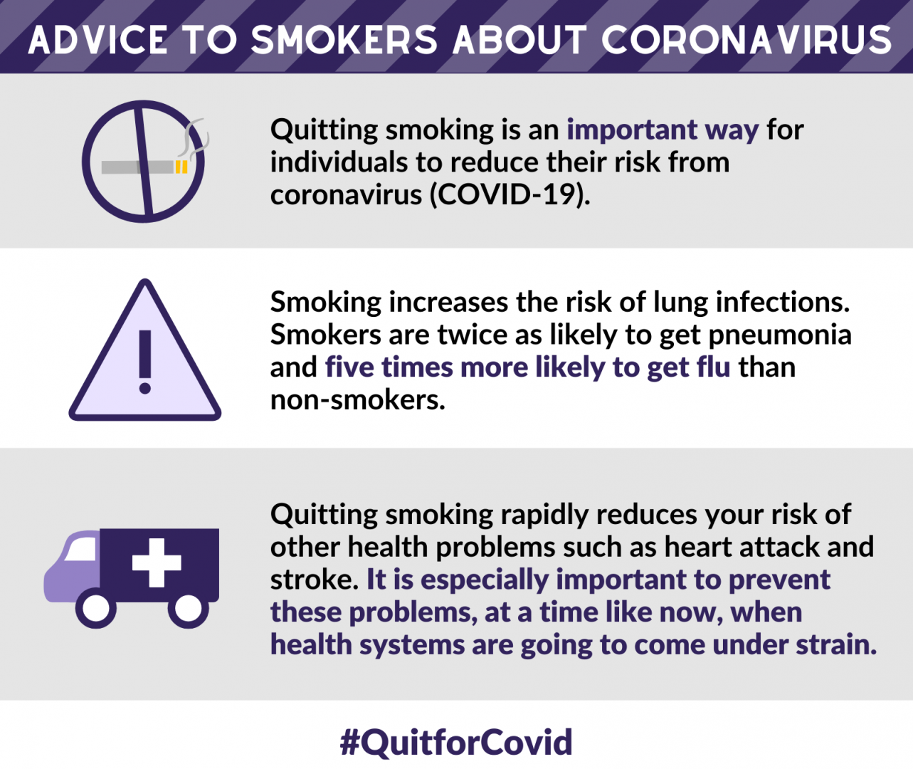 Infographic: advice to smokers about coronavirus