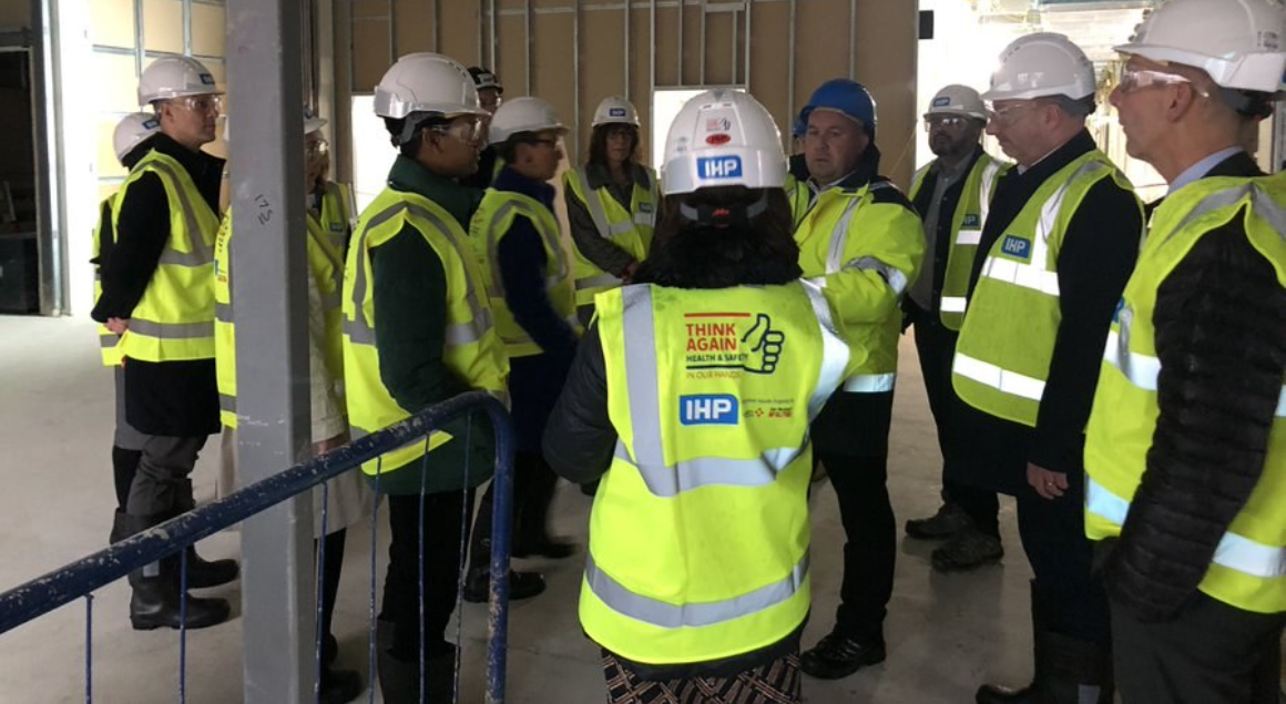 ICB Board members in protective safety equipment at the new CHFT Accident and Emergency building site