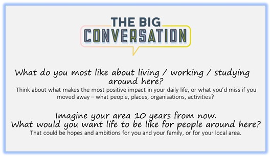 the big conversation - what do you most like about living, working, studying around here?