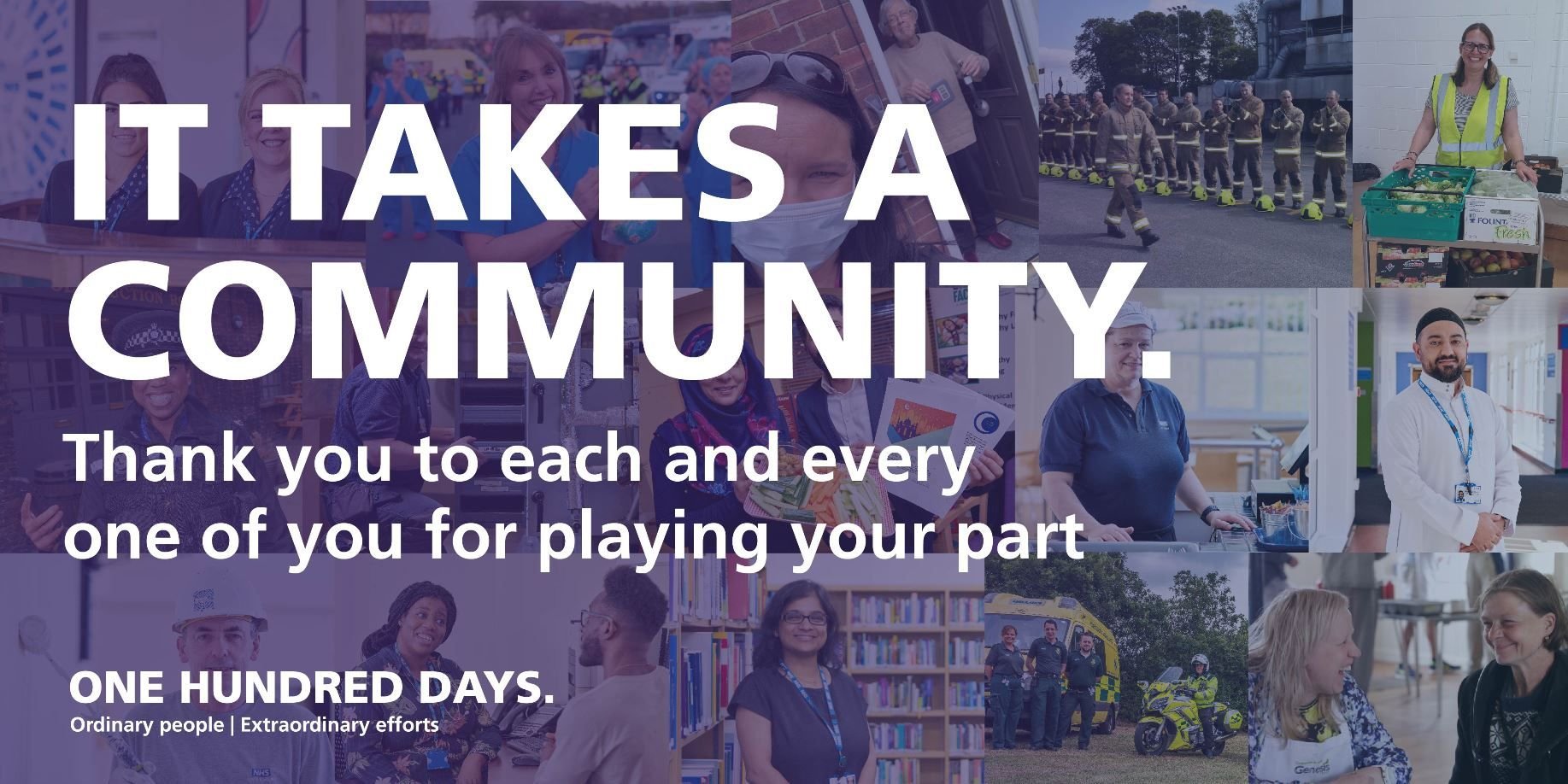 "It takes a community" - montage looking back at the first 100 days of Covid-19