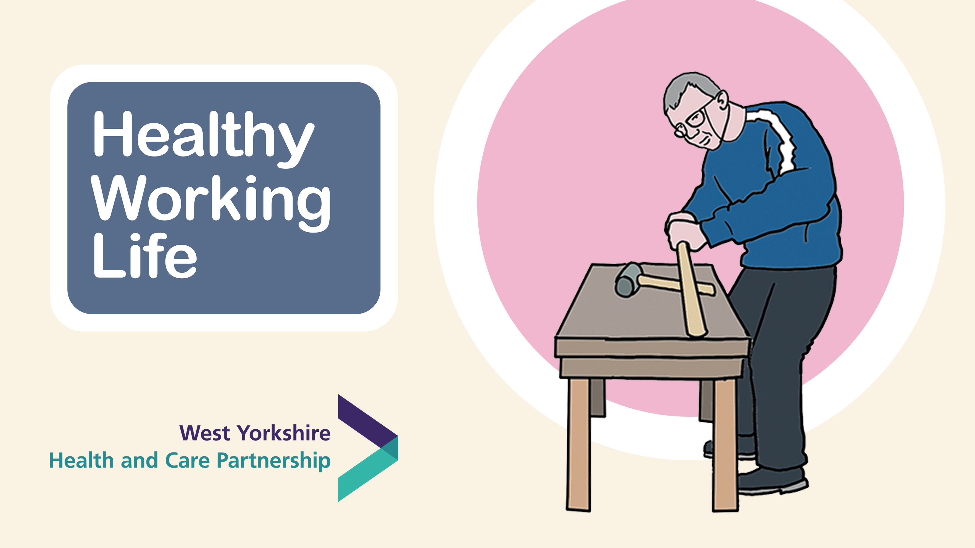 Healthy Working Life illustration showing a carpenter