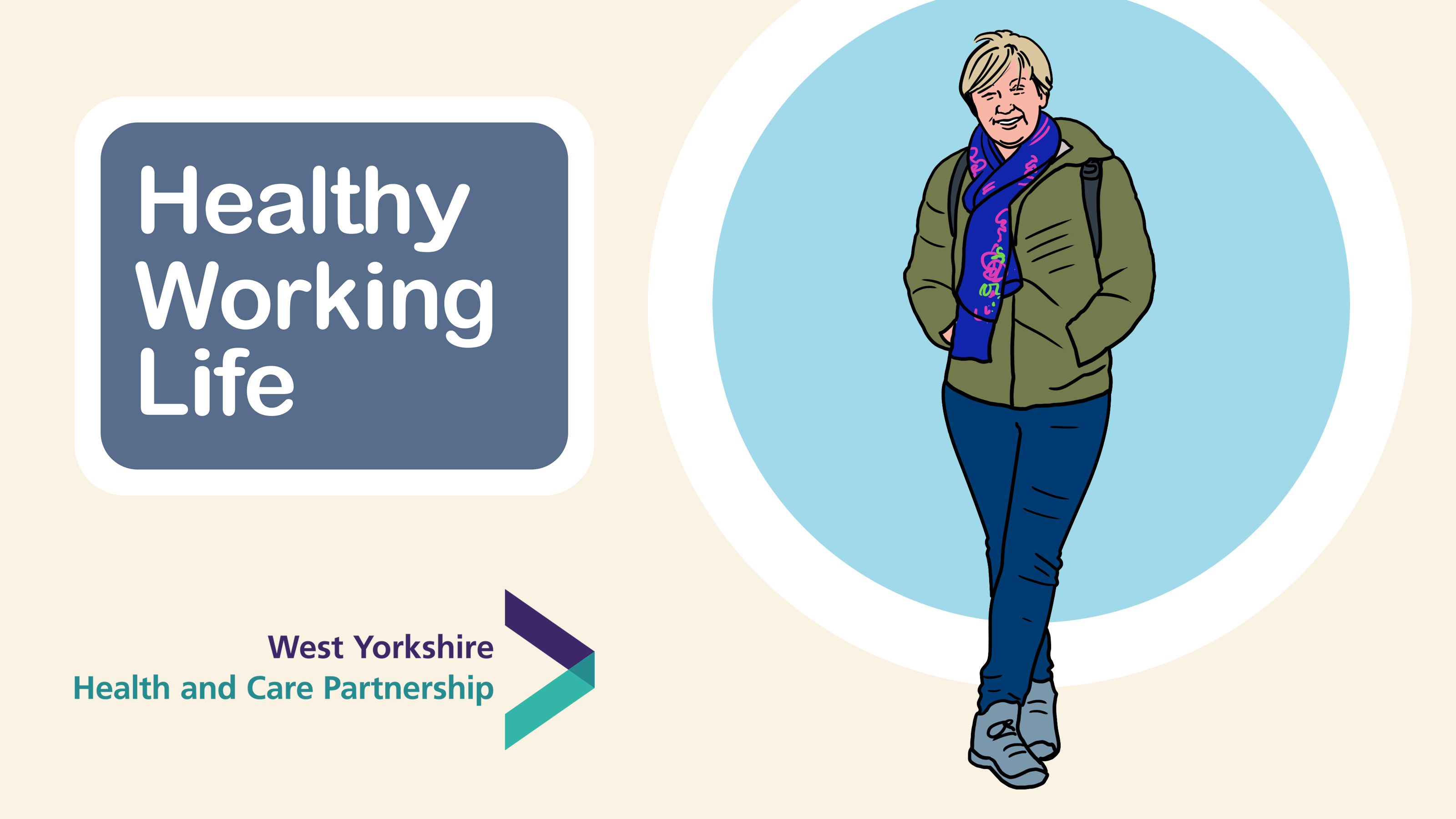 Healthy Working Life woman wearing coat and scaft