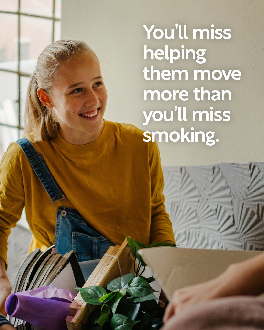 Woman decorating. Text: You'll miss helping them more than you'll miss smoking 