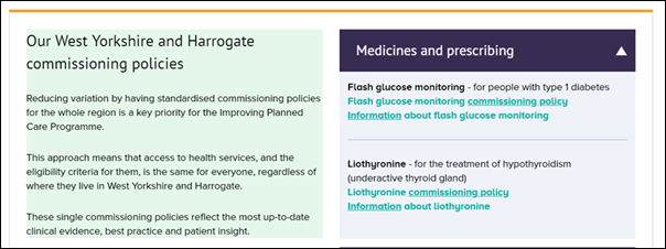 Reducing variation in commissioning policies