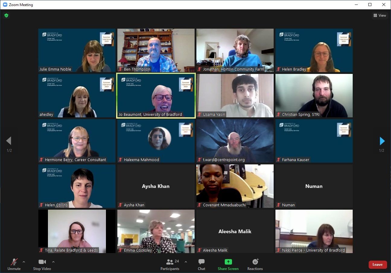 Bradford Uni summer experience online event screenshot