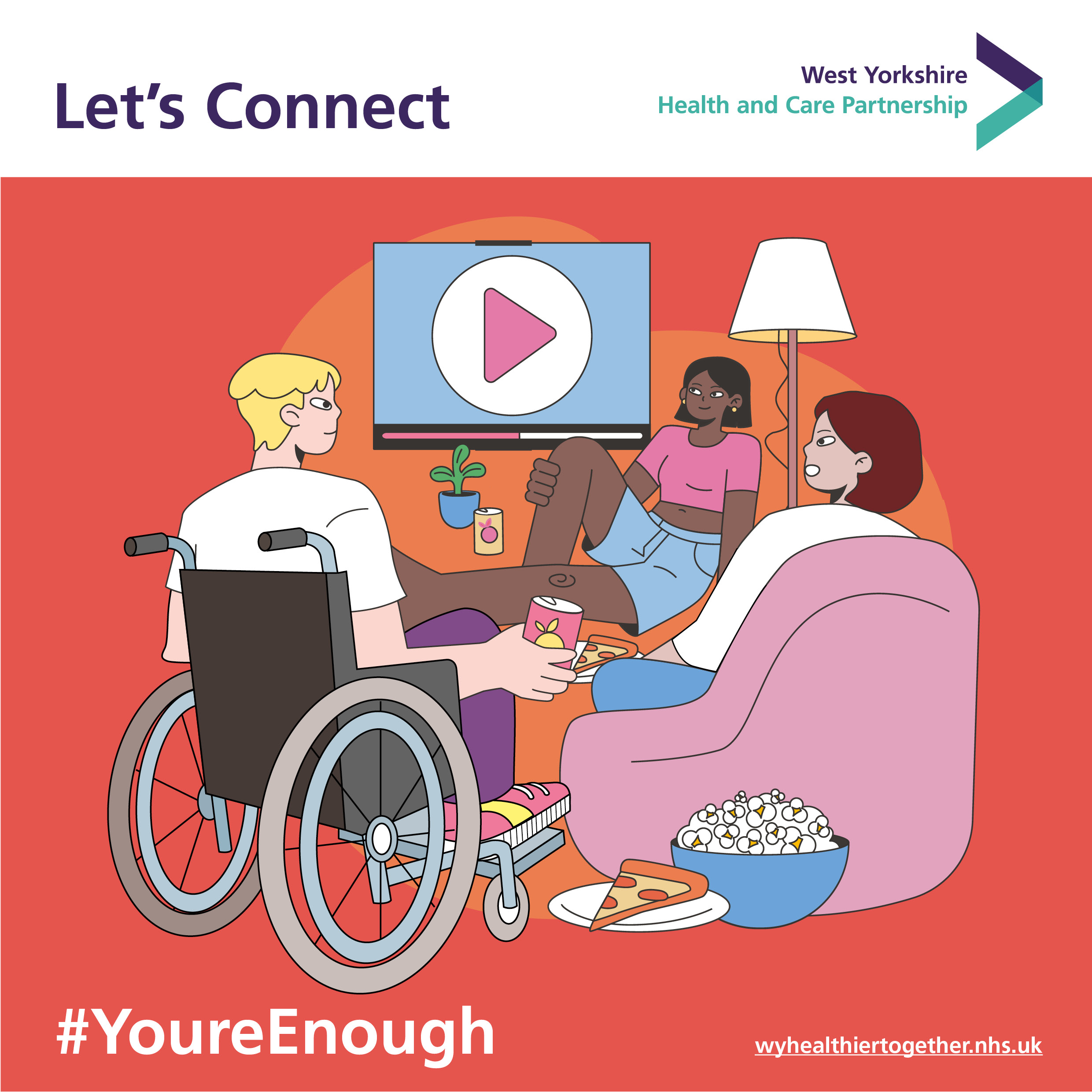 A cartoon graphic that reads 'You're Enough'.