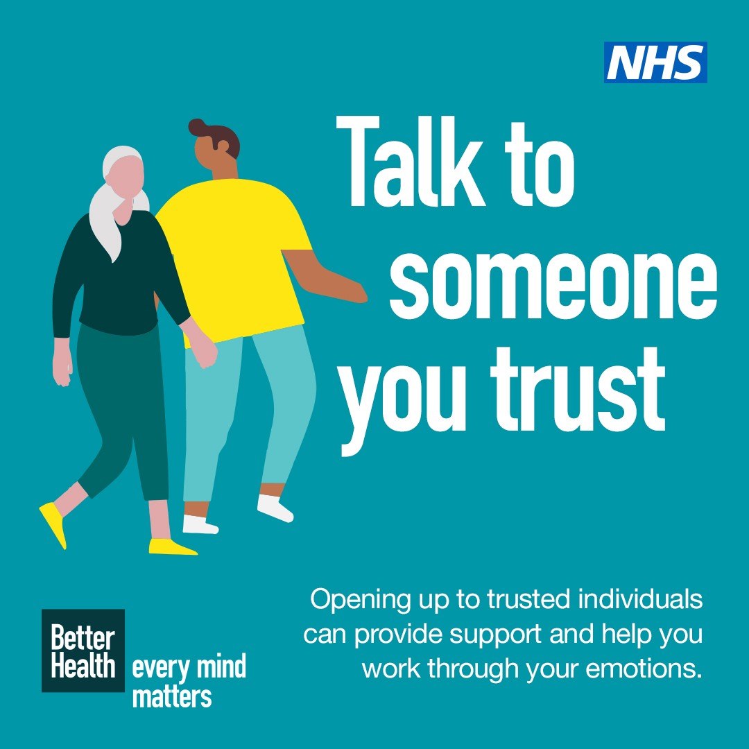 Talk to someone you trust - opening up to trusted individuals can provide support and help you work through your emotions