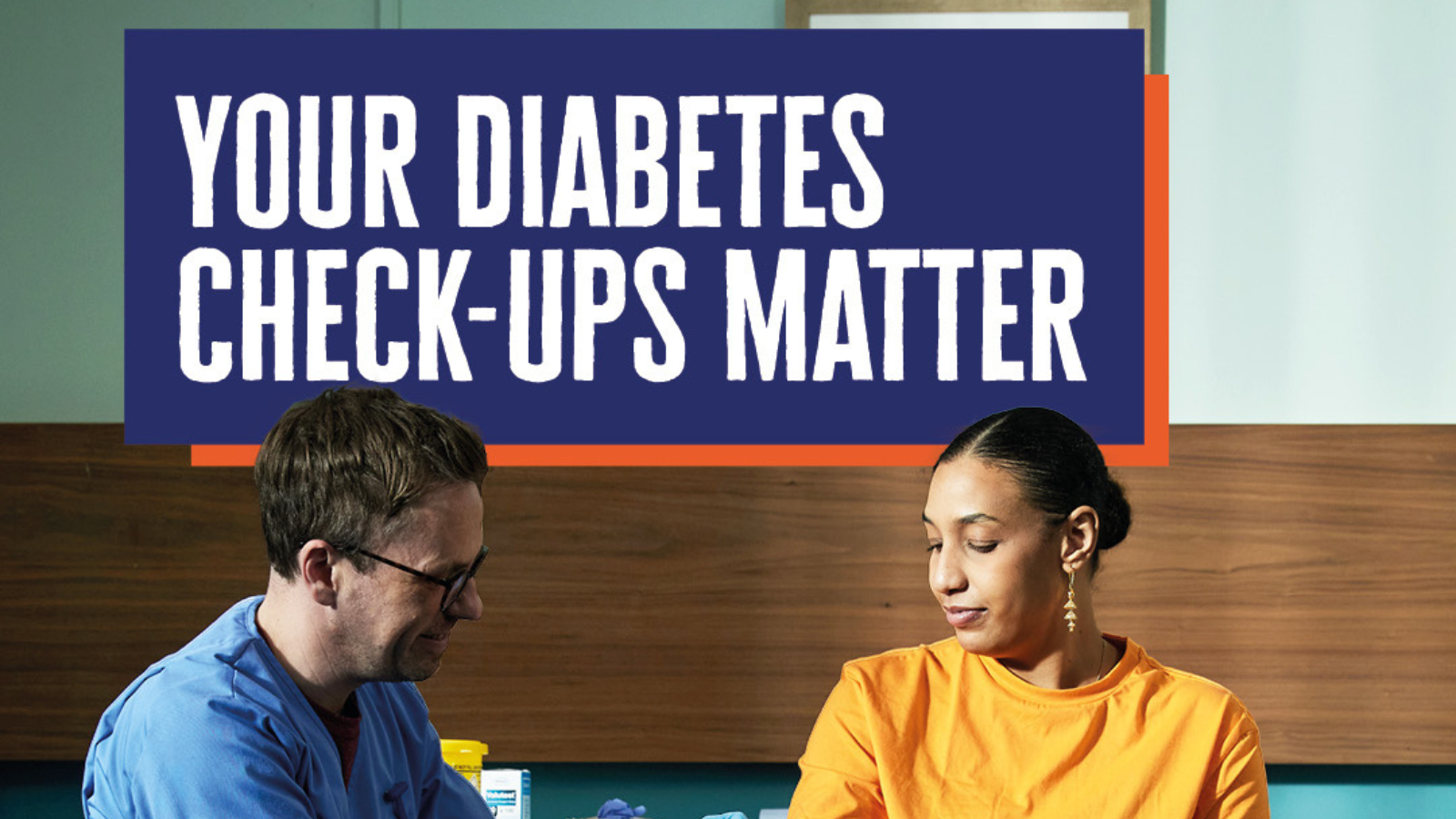Image of two people reading: Your Diabetes Check - ups matter