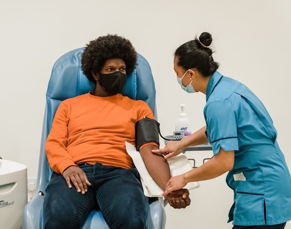 Man donating blood