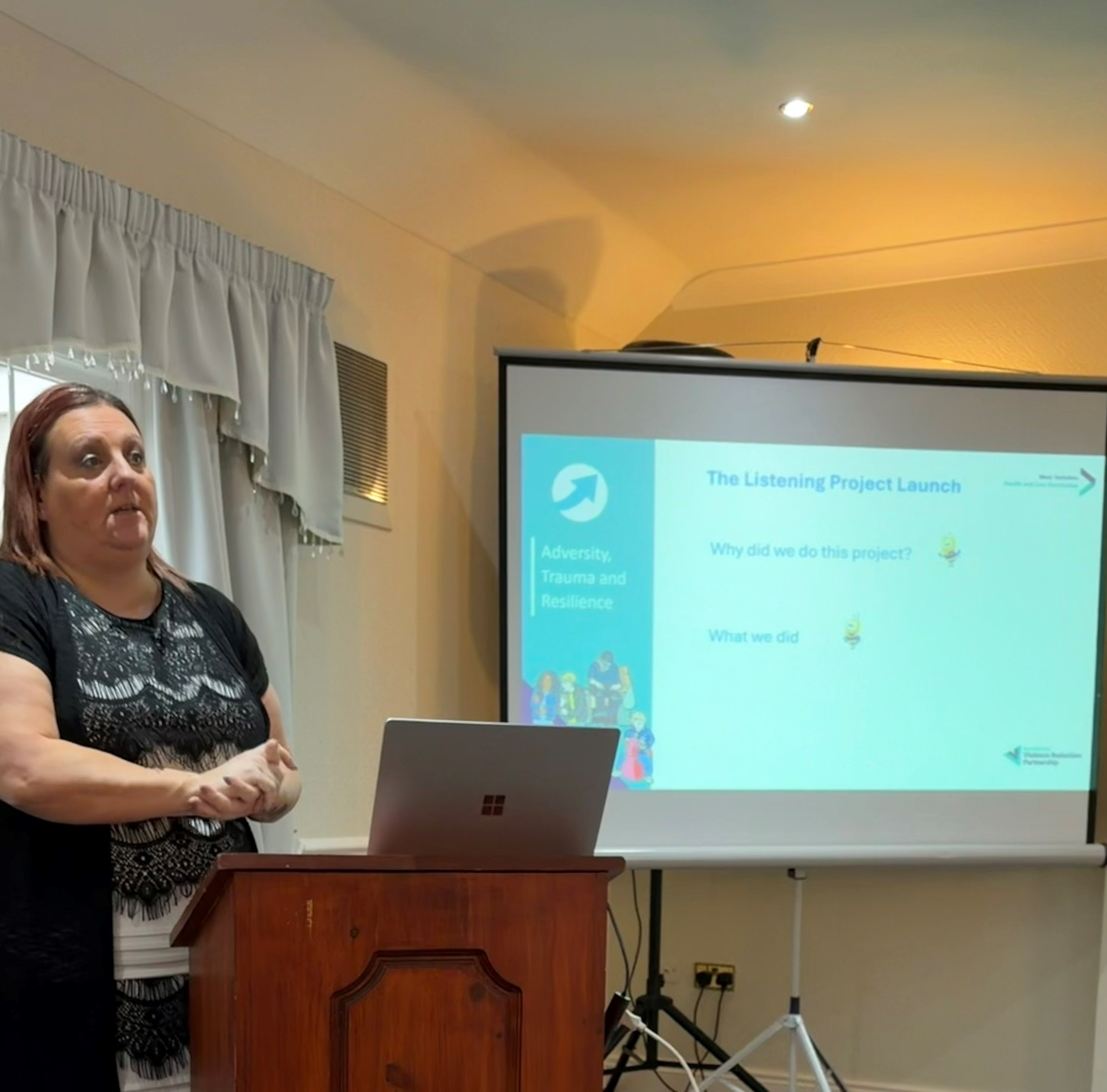 Emm Irving presenting at the report launch